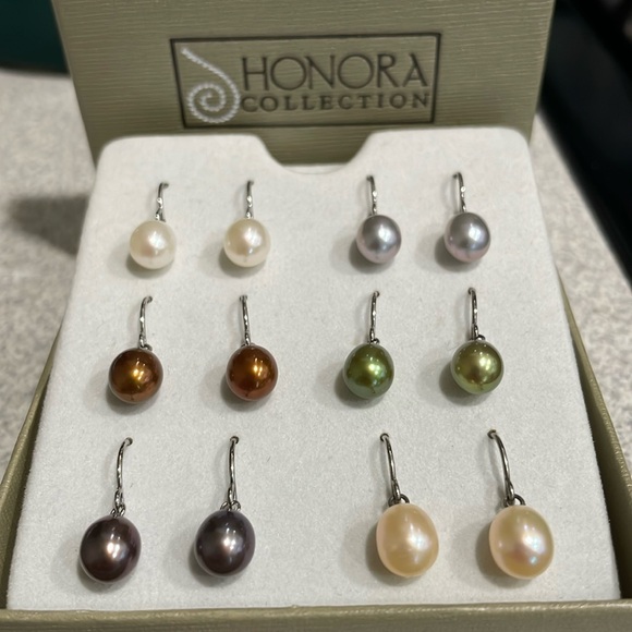 Honora Jewelry - 925 STERLING SILVER PEARL 7MM DROP MULTI COLOR HOOK EARRING SET OF SIX NWOT